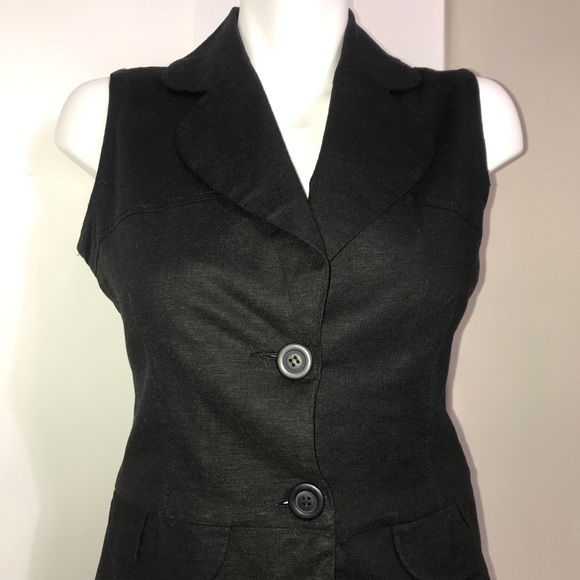 Urban Behaviour Classic Black Buttoned Blazer Vest - Picture 2 of 11
